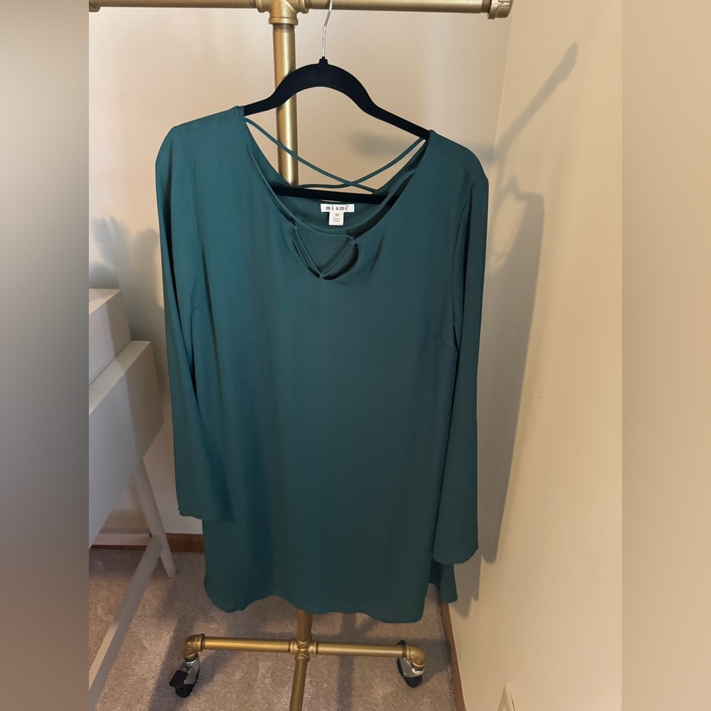 Miami Forest Green Dress with Lace, From Francesca’s, Size Medium
